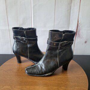 Women’s Aerosoles Ankle Boots w/ Heel, Sz 7.5M, Black Booties, Inside Zipper EUC